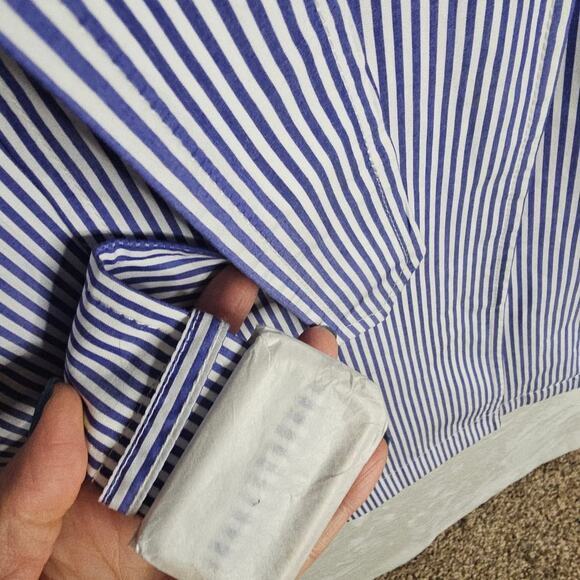 J.Crew NWT Sz4 Double Breasted Trench Coat. Cotton Blue n White Stripes. Spring‎ - Picture 14 of 15